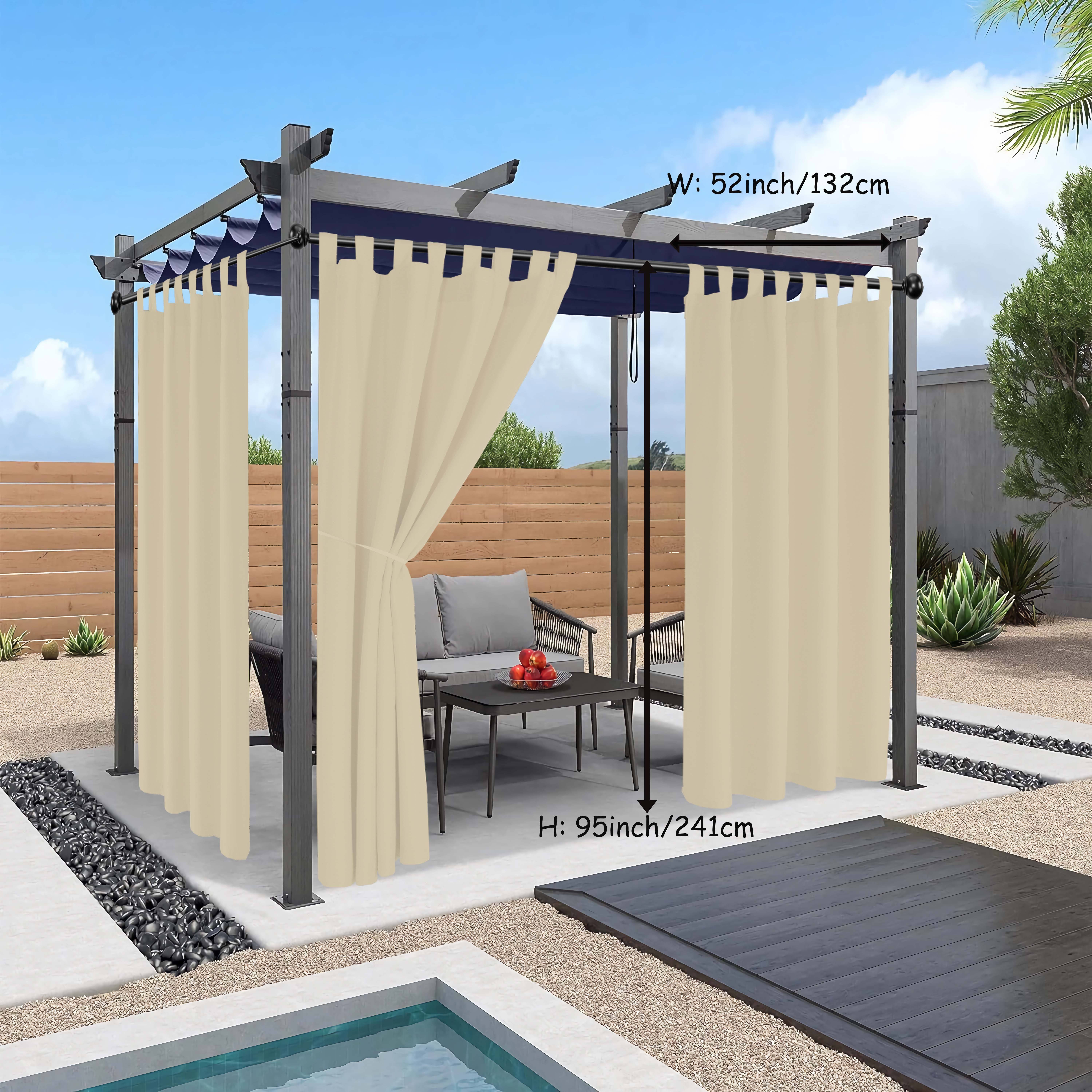 E-shop Outdoor Vorhang Abnehmbarer Top Outdoor Verdunkelungsvorhänge Gardinen für Veranda Pergola Pavillon Cabana Deck