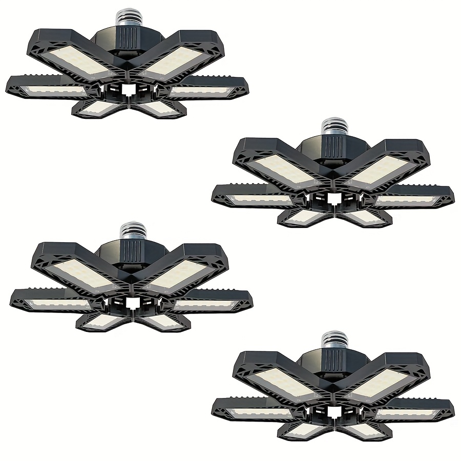 TEMU Lot de 2/4 pièces Ampoule LED d'éclairage de plafond déformable à 6 plis 6500K, lumière d' avec panneaux réglables, éclairage LED de garage pour