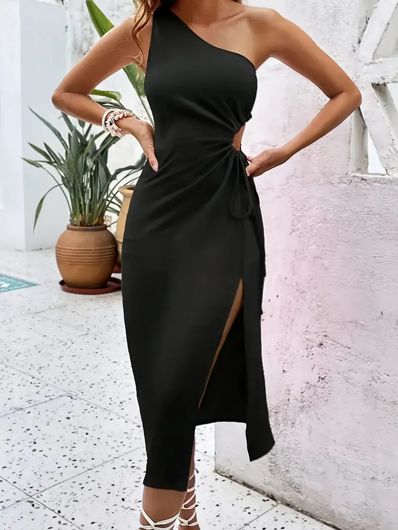 plus size elegant black dress keyhole cutout tie waist - Temu Mauritius plus size elegant black dress keyhole cutout tie waist - Temu Mauritius