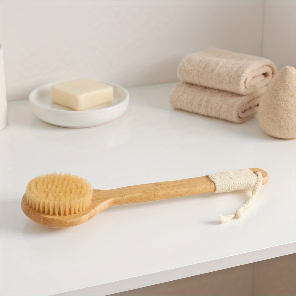 1pc heavy duty shower body brush with long handle deep cleansing exfoliating bath brush firm bristles for back legs feet non   for dry or wet use ideal for   bathroom essentials     scrubber   products Product details 0