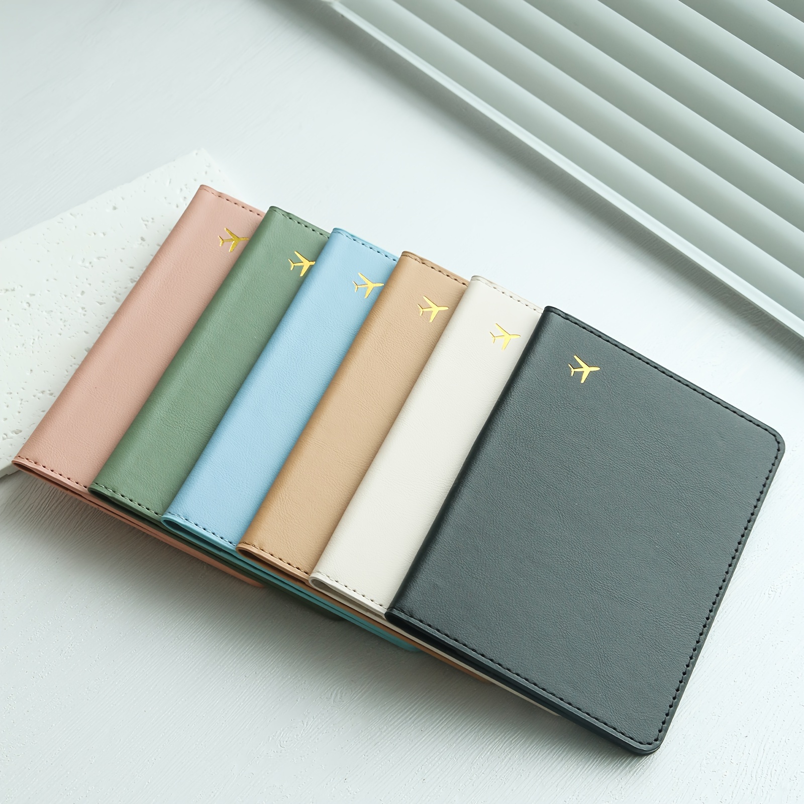 

1pc Slim Leather Passport Holder, Rfid Blocking, Lightweight, Foldable, With Vaccine Card Pocket, , For Vacation