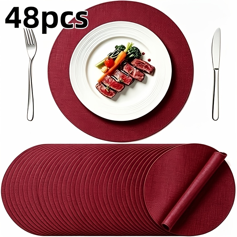 TEMU 24/48pcs de table ronds en lin grossier, 33 cm (12.99 pouces) réutilisables multicolores, résistants à la chaleur, en fibre de jute naturelle,