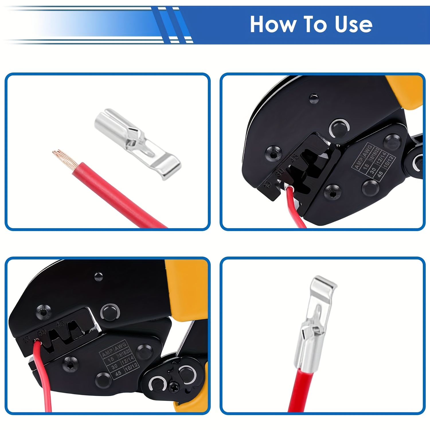 70 stuks 15/30/45 Ampère stroomconnectoren met PVC-hoes 1,5-6mm² (20-10AWG) Snelle loskoppeling stroomconnectoren Snelle loskoppeling terminals connectoren
