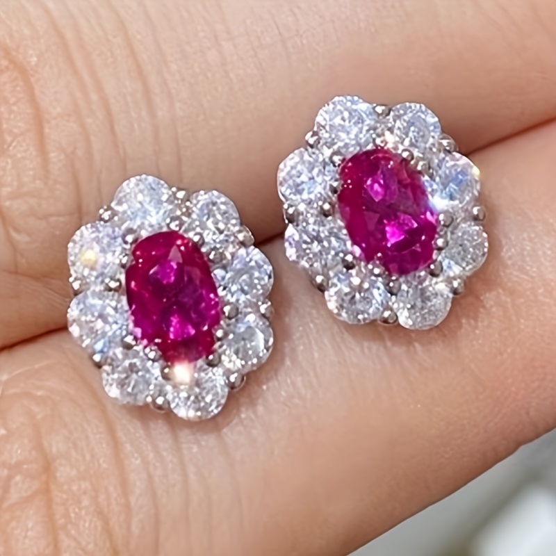 TEMU READKISS 1 Paire de Boucles d'Oreilles Élégantes à Fleurs pour Femme avec Synthétique Rouge & Accents, Bijou Cadeau Saint-Valentin, Accessoires