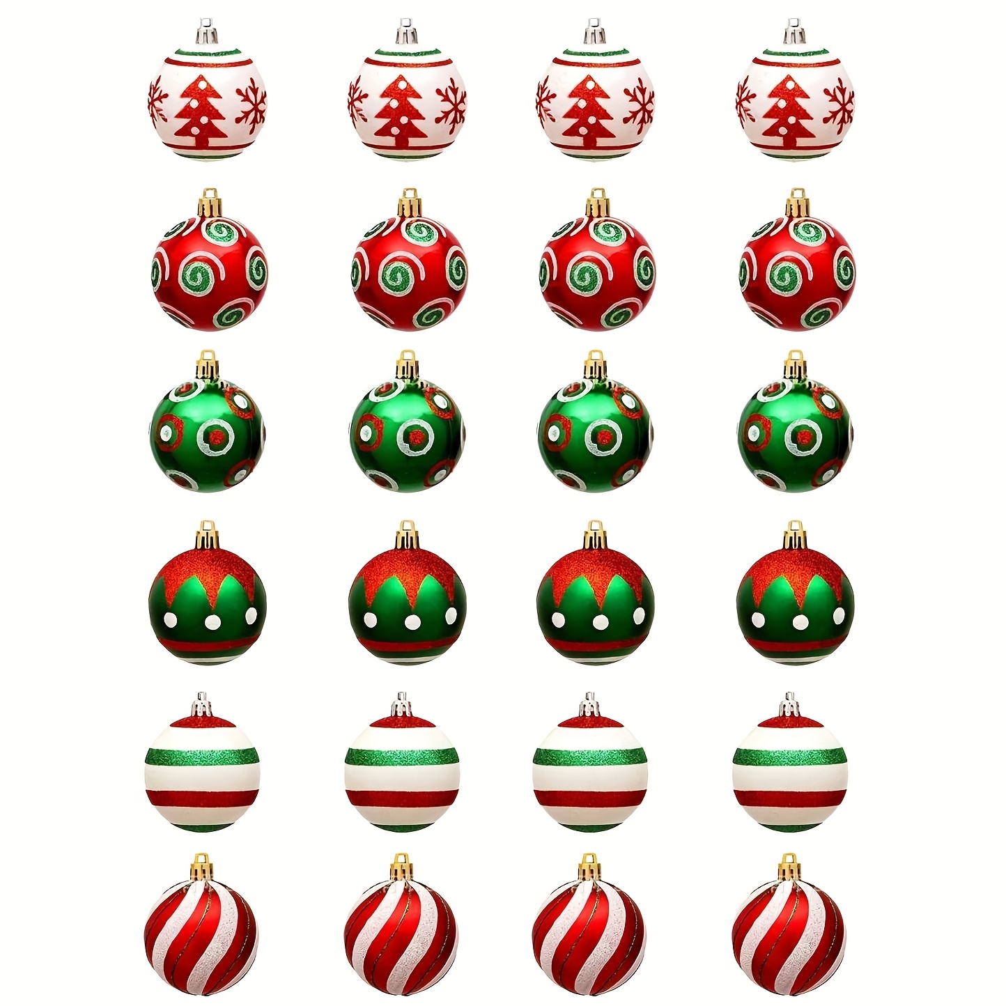 TEMU 24pcs Of 3cm/1.2 Inch Mini Christmas Ball Ornaments, Decorations For Christmas Trees, White And Baubles, Tiny Christmas Tree Ornaments, Hanging