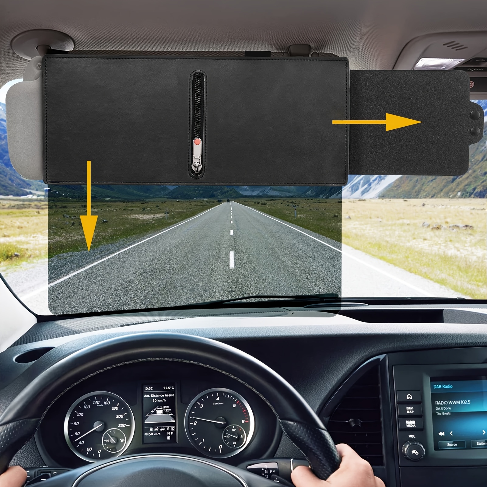 TEMU Upgraded Polarized Car Sun Visor Extender, A Sunshade Extender For Car Visors, Protects The Interior From Sunlight And Prevents