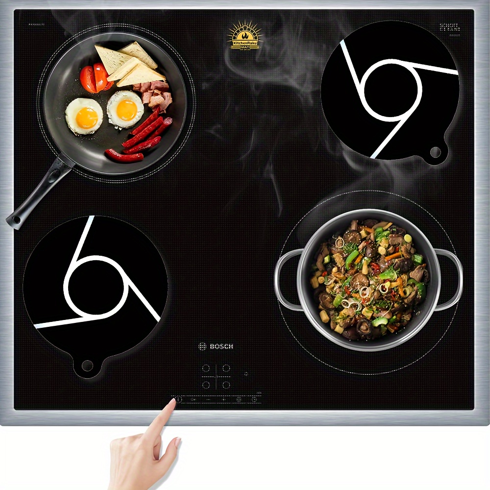 

2pcs, Induction Cooktop Protector Mat, Silicone Induction Hob Cover Mat- (magnetic) Cooktop Scratch Protector For Induction Stove (9.5", Black)