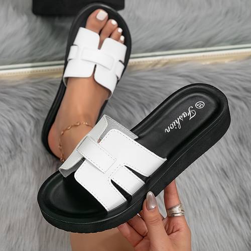 fashion womens shoes classic white letter upper womens slides insole womens slippers middle style beach vacation womens sandals women shoes