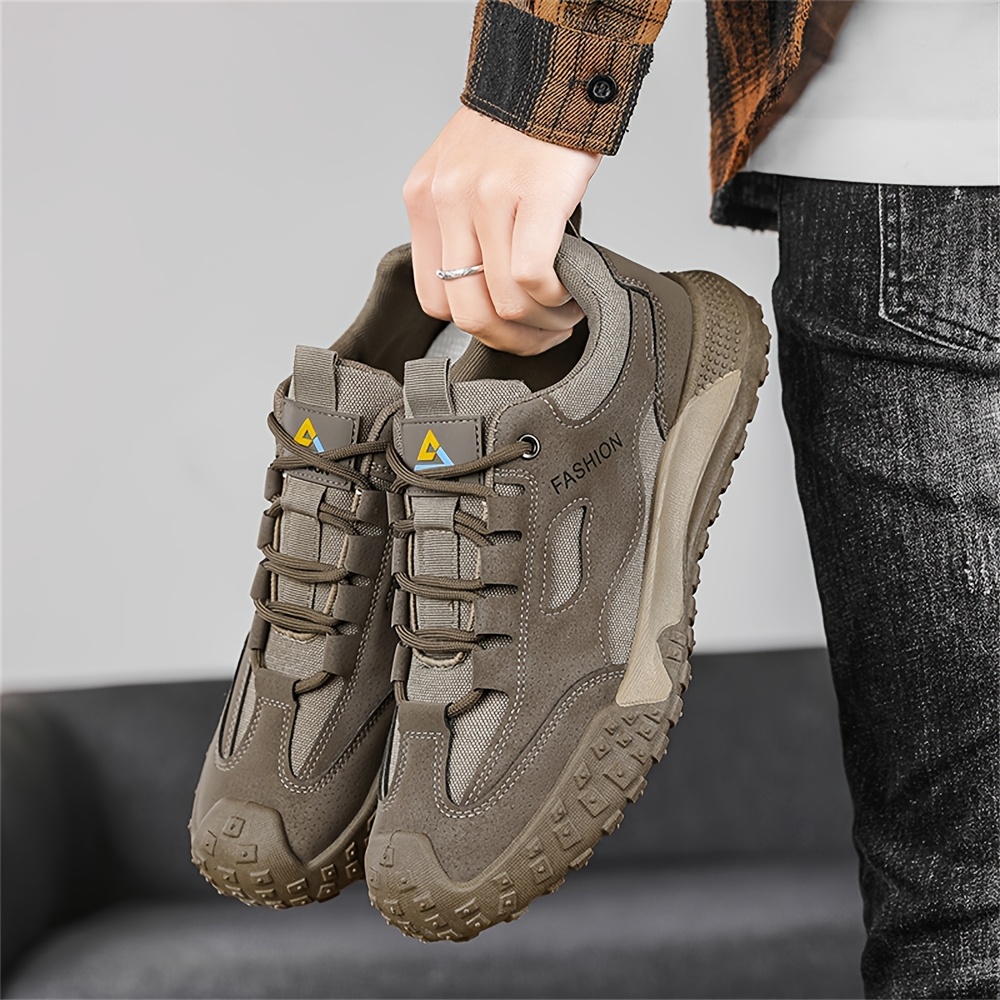 Men's New Fashion Trend Sneakers with Upper, Lace-Up Design, Durable Sole, Comfortable and Wear-Resistant, Suitable for Outdoor Hiking, Work, Sports, and Casual Wear