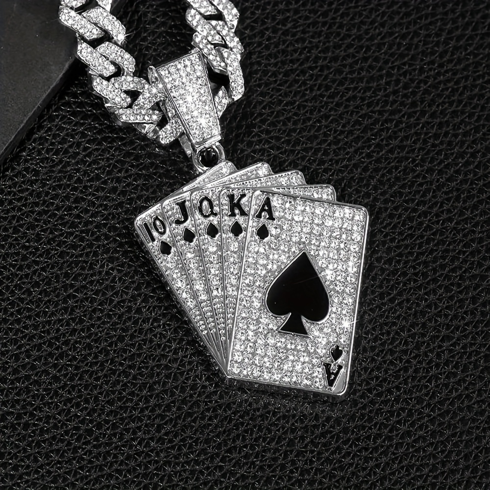 Unique Hip-Hop Playing Card Pendant Cuban Chain Necklace