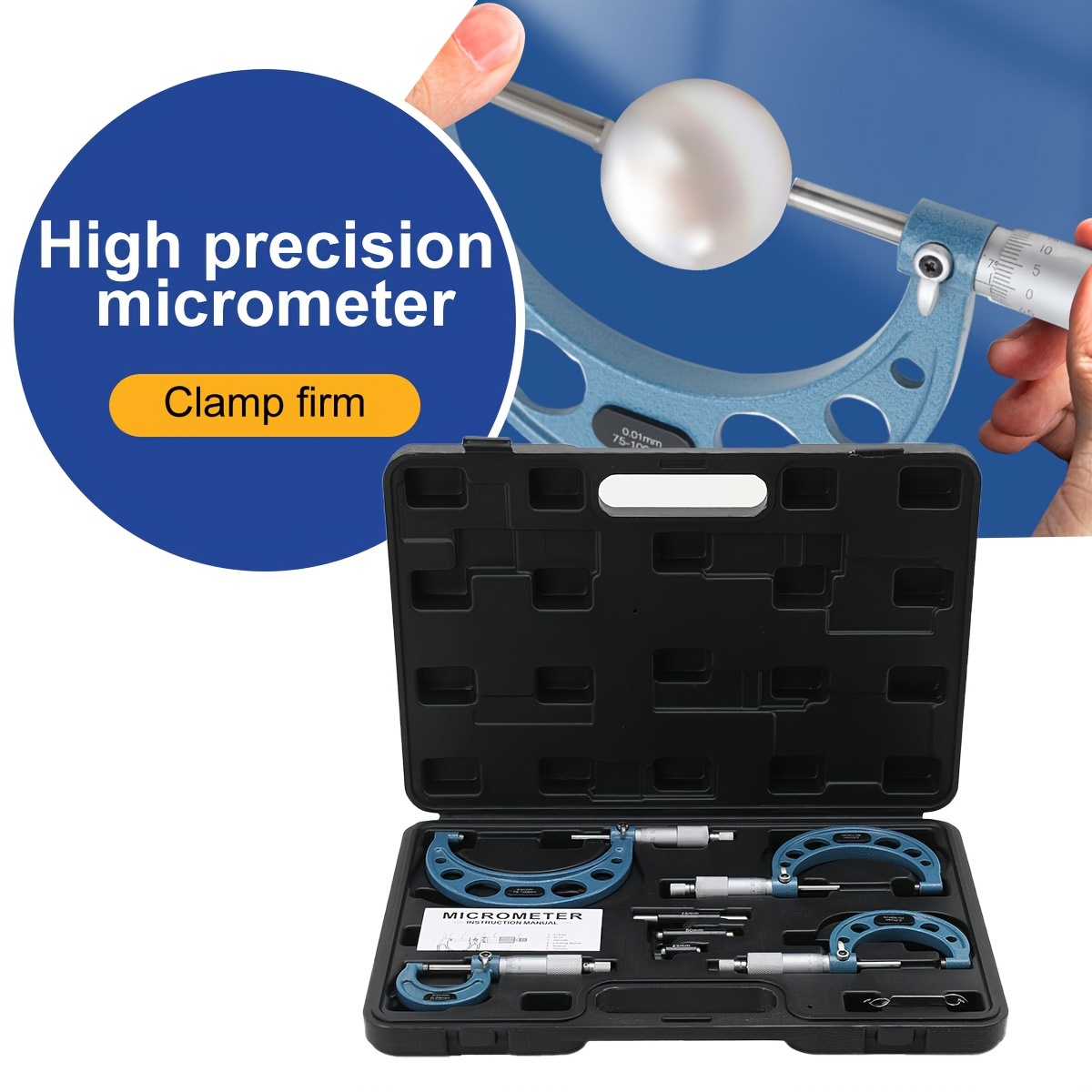 Image of 4pcs Micrometer Caliper, 0-100mm Micrometer Set With Outer Diameter, 0.01mm Micrometer Micrometer Screw