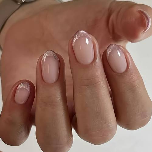 24pcs glossy short almond press on nails pink cats eye french style glitter nails with sparkling accents artificial nails for everyday special occasions cute nails fashion accessories cat eye effect pressons quick manicure durable pressons nail accessories diy manicure