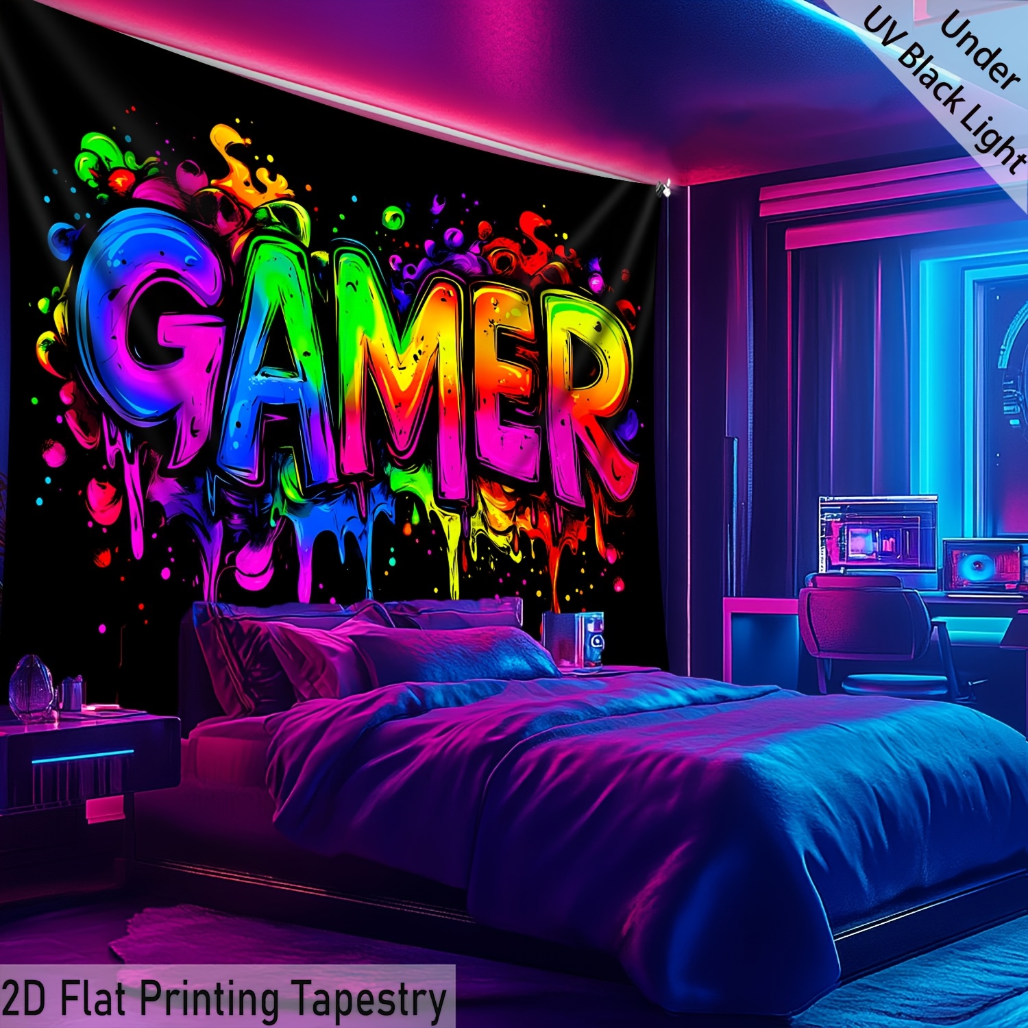 Tenture murale fluorescente uv pour décoration d'intérieur_voghion.com