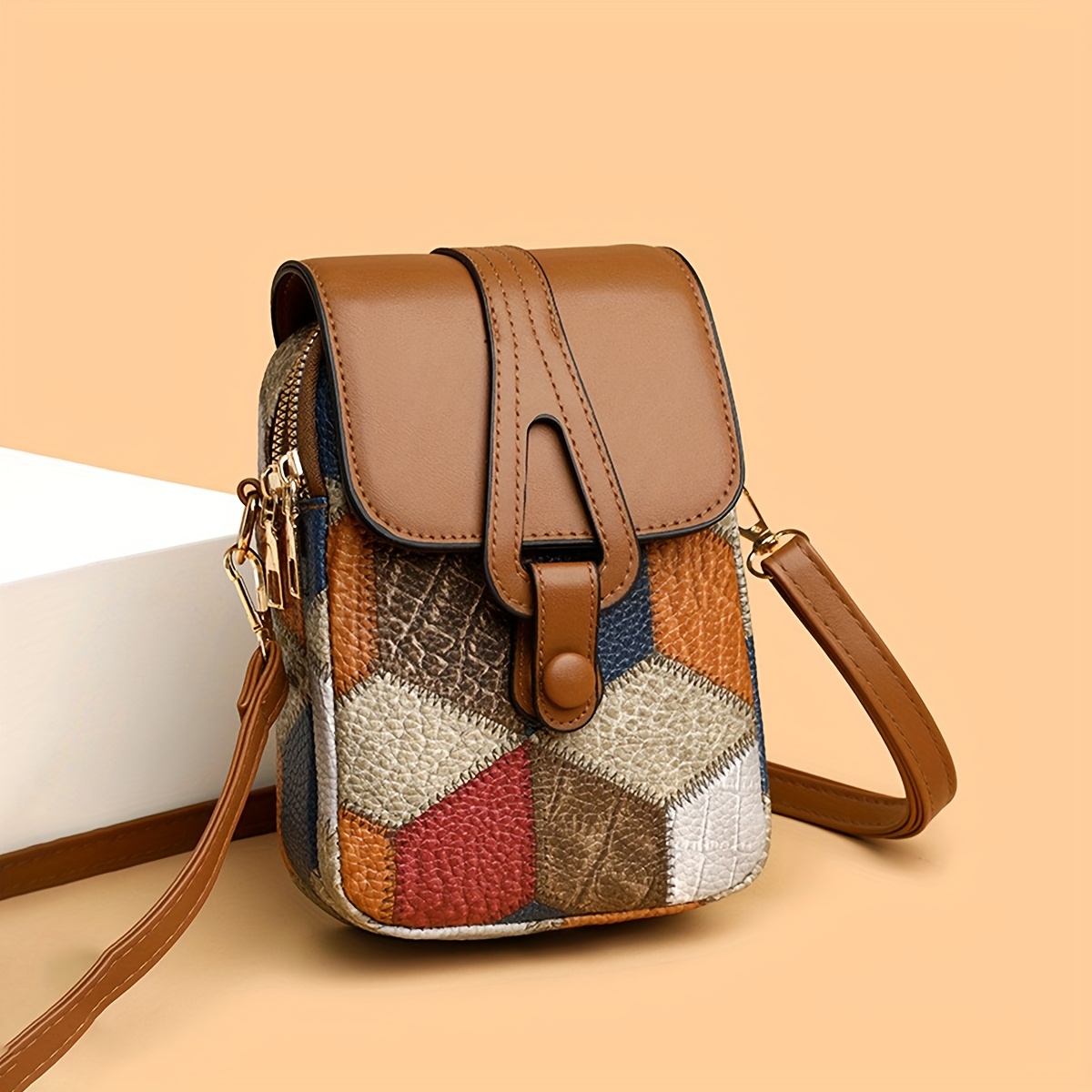 Image of Phone Bag Crossbody Bag Women's Multi-compartment Zip Shoulder Bag Versatile Fashion Vertical Style Exquisite Soft Casual Small Bag
