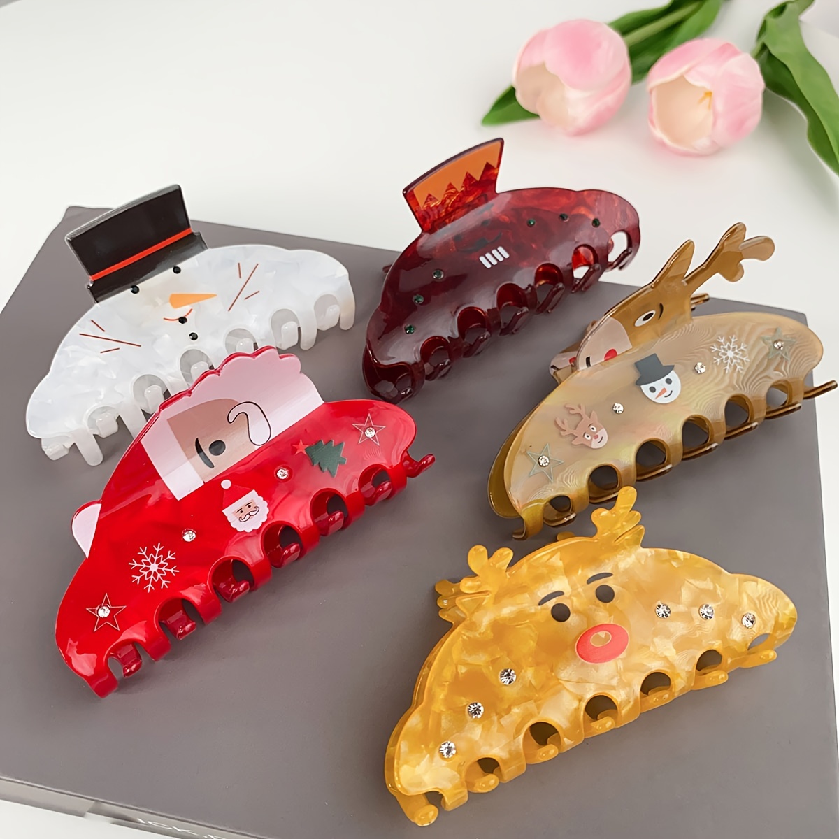 

Luxurious Christmas Snowman Hair Clips - Adorable And Elegant Holiday Accessories For Women - Fun Reindeer Shark Hair Clips - 5 Colors Available