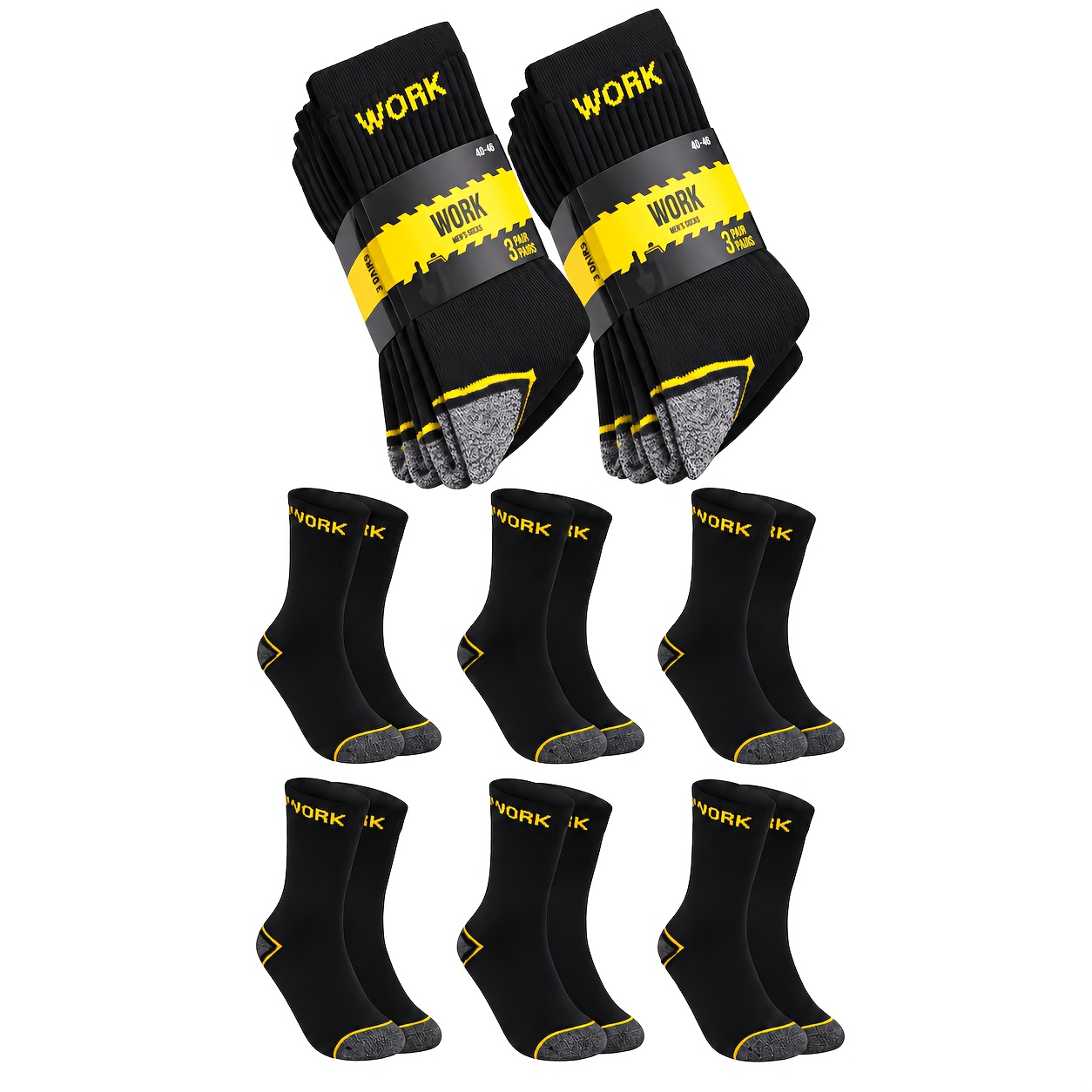 TEMU 6 Pairs - Men's Work Socks - Work Socks - Men's Reinforced Work Socks - Men's Thick Work Socks - Reinforced, Comfortable And Breathable