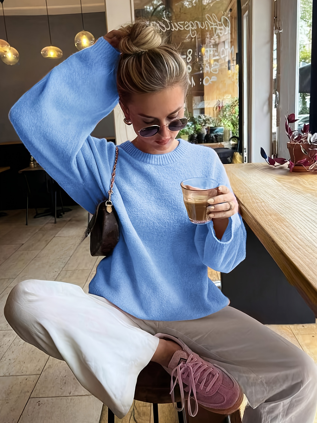 womens elegant casual oversized sweater soft comfortable Temu Brazil