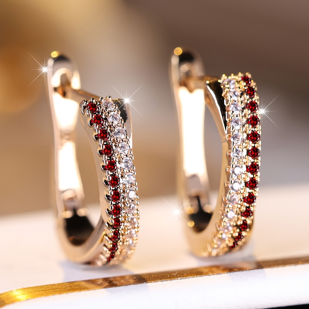 TEMU Angol A Pair Of Classic And Stylish Blue Synthetic Synthetic Zirconia Stud Earrings, Suitable For Parties And Weddings