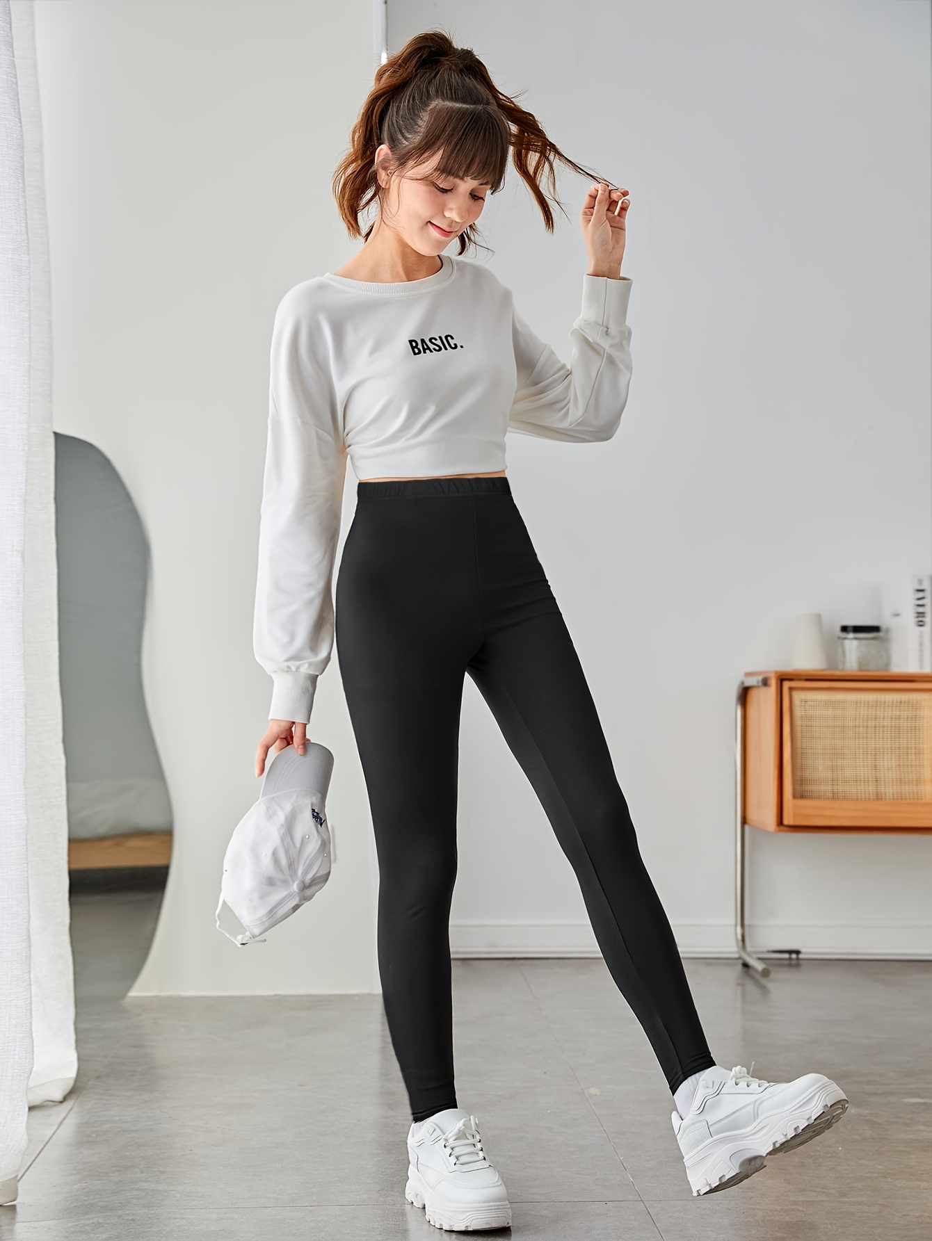 girls elastic waistband casual yoga pants Temu Canada