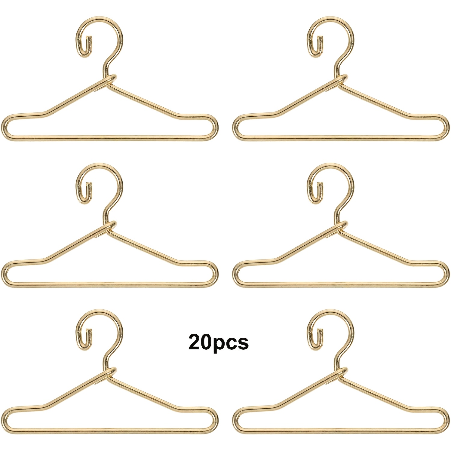 

20-pack Miniature Golden Metal Hangers, Contemporary Style Toy Doll Clothes Accessories For Decor, Wall-mounted, No Power Needed, Valentine's Day Display