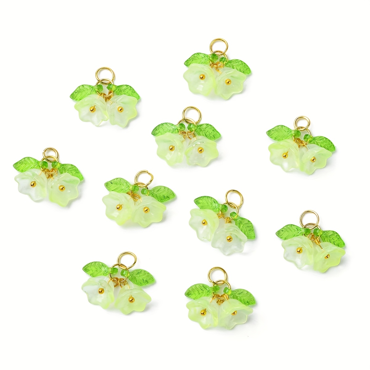 10 Double-Colored Glass Wind Chime Flower Pendants for Jewelry Making