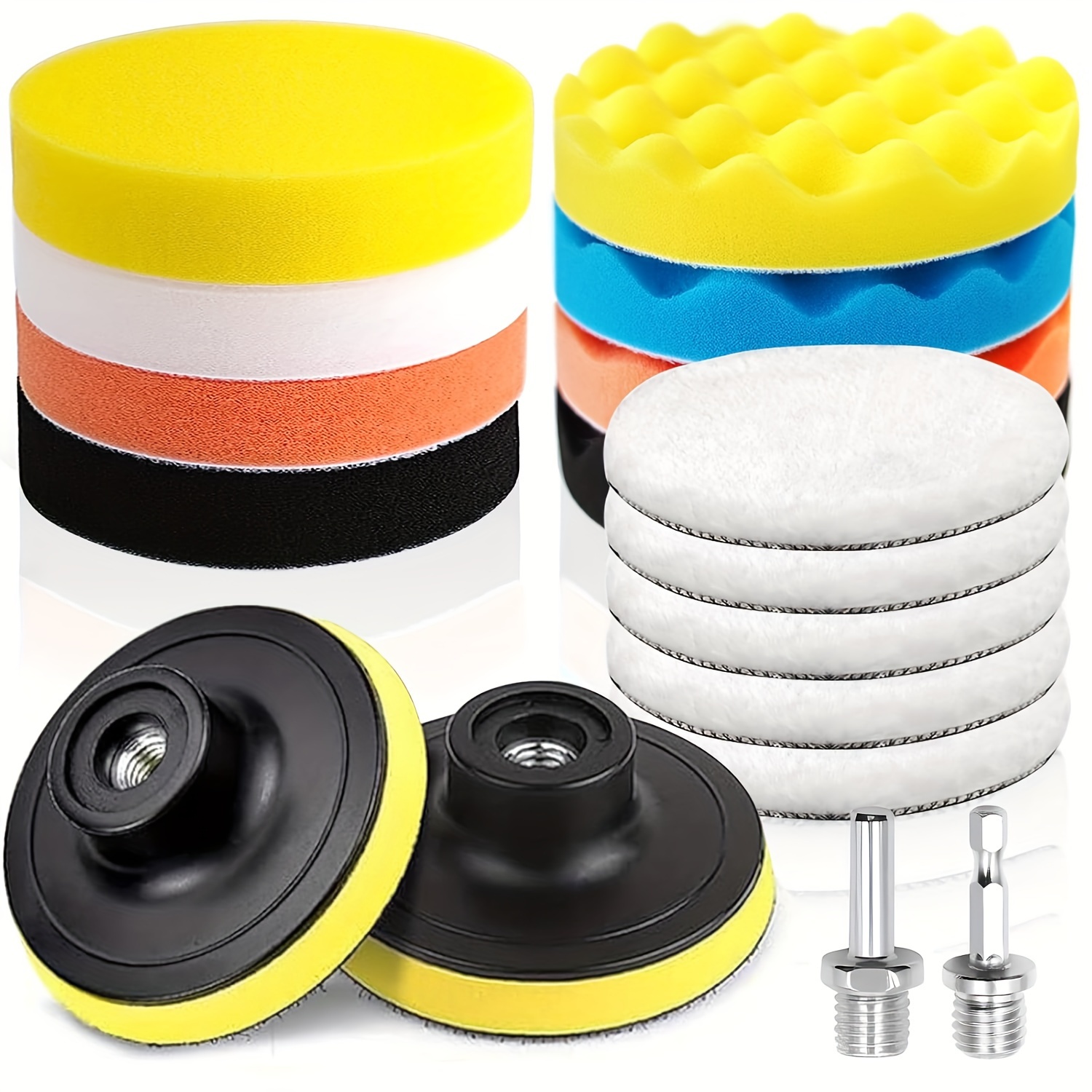 E-shop 80/125/150 mm Polierschwämme, 17-teiliges Polierset, Polieraufsatz, Winkelschleifer, Polierschwamm, Polierpad für Autopoliermaschine