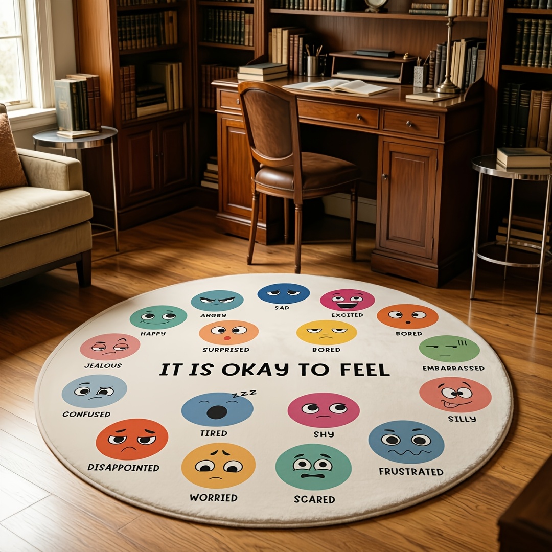 TEMU 1pc Luxury Kitchen Dining Rug, Colorful Emotional Text Style Floor Mat, Suitable For Living Room, Bedroom, Hallway, Study, Or Office, An