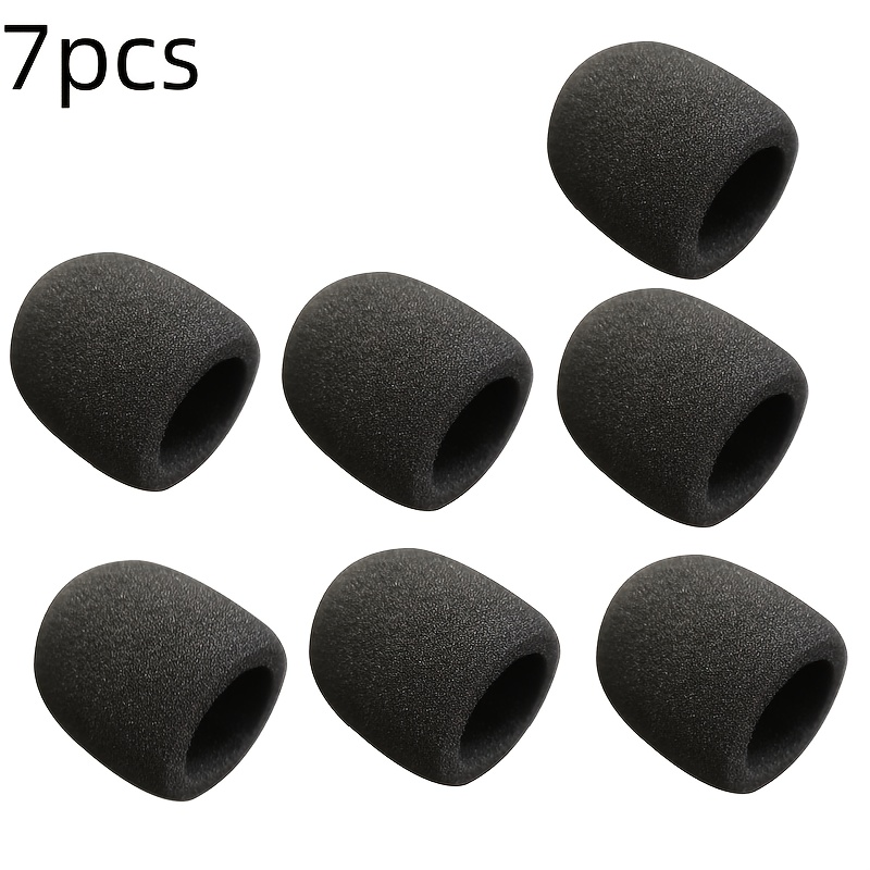 TEMU 7pcs Thick Soft Microphone Foam Windscreen Suitable For Handheld Microphones, Pop Filter For Vocal & Dust Protection, Compatible For Live