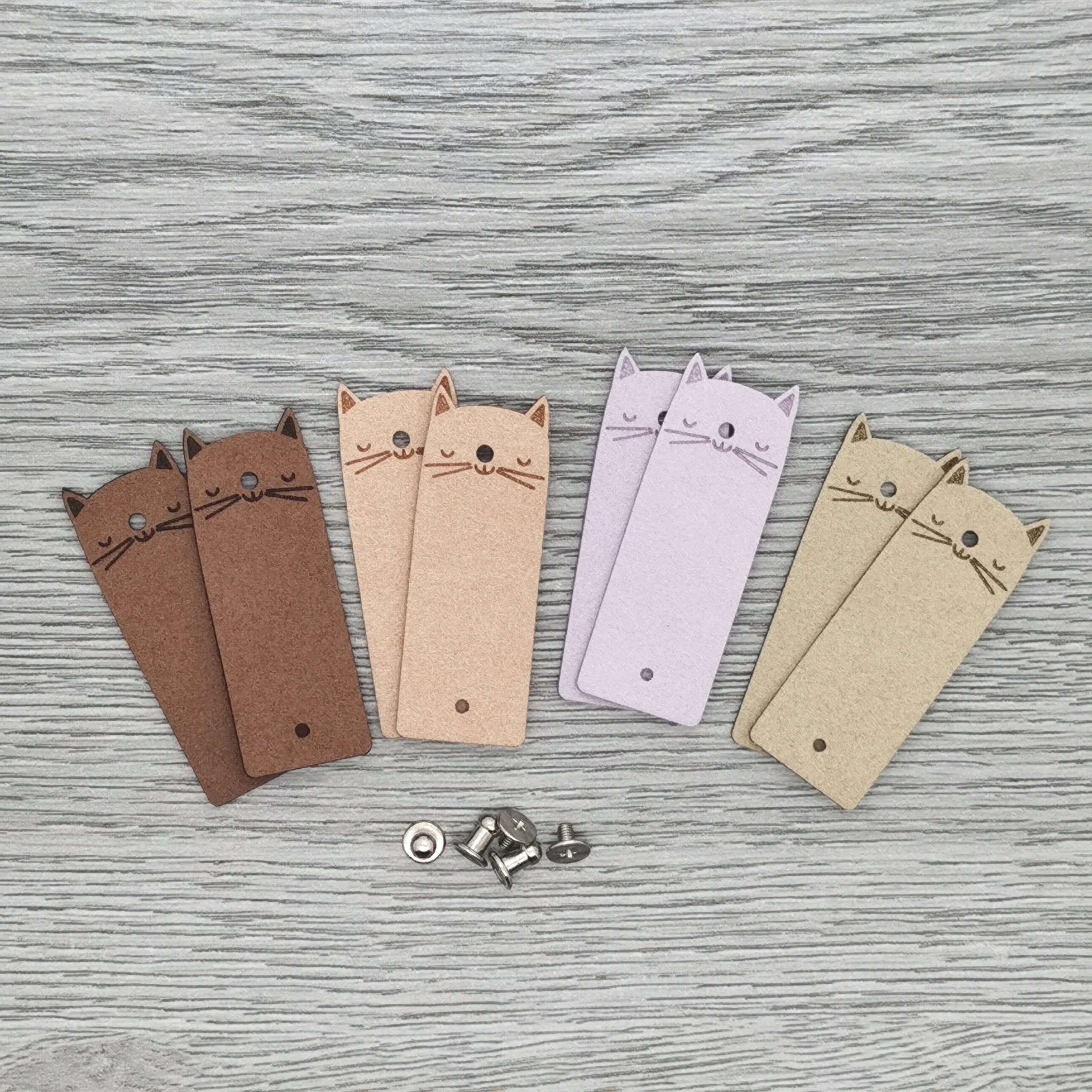 8pcs Handmade Cute Kitten Labels Clothes Labels Handmade Pu Leather Labels Diy Hat Bag Sewing Labels Clothing Accessories
