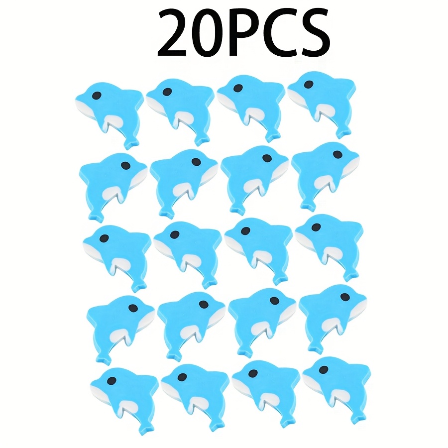 Image of Set Of 20 Dolphin-shaped Erasers, Perfect For Vibrant School Supplies And Desk Decor, Ideal For Classroom Rewards And Students