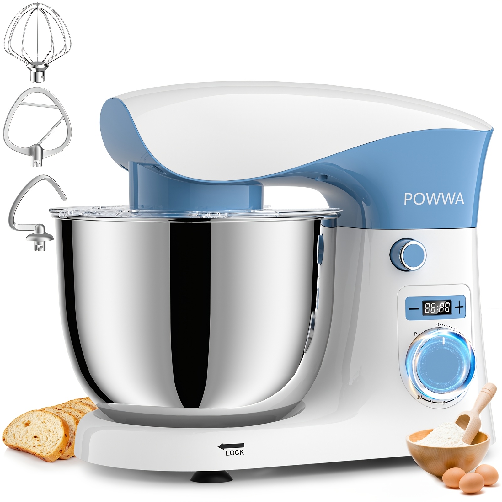 TEMU Stand Mixer, 6.5qt 10 Tilt-head Electric Stand Mixer, 3-in- Mixer With Bowl, Dough Hook, Whisk And Beater, Food Mixer For Baking And Daily Use