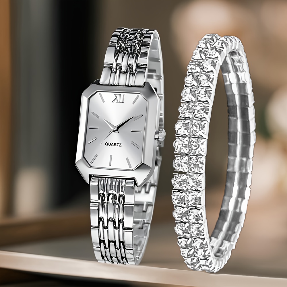 2Pcs Elegant Ladies Watch Gift Set Fashionable Luxury