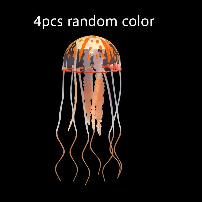 Image of 4pcs Simulated Silicone Jellyfish, Suitable For Fish Tank Decoration, Aquarium Decoration, High-quality Silicone, Random Color
