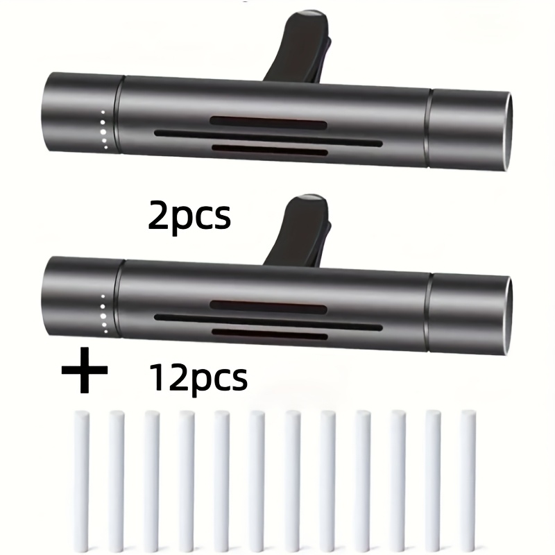 Image of [elegant Car Fragrance Diffuser] 2pcs Elegant Aluminum Alloy Car Fragrance Diffuser & 12pcs Sponge Stick - No Chemicals, Battery-free, Portable With Free Swab For Airflow & , "no Fragrance Source"
