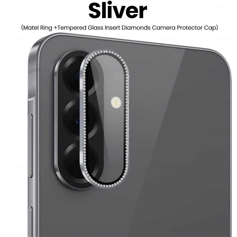 TEMU 2pcs Diamond Camera Lens Protector Compatible With Not Easy To Fall, Glitter Metal Aluminum Alloy Rear Camera Screen Cover Accessories, Strong