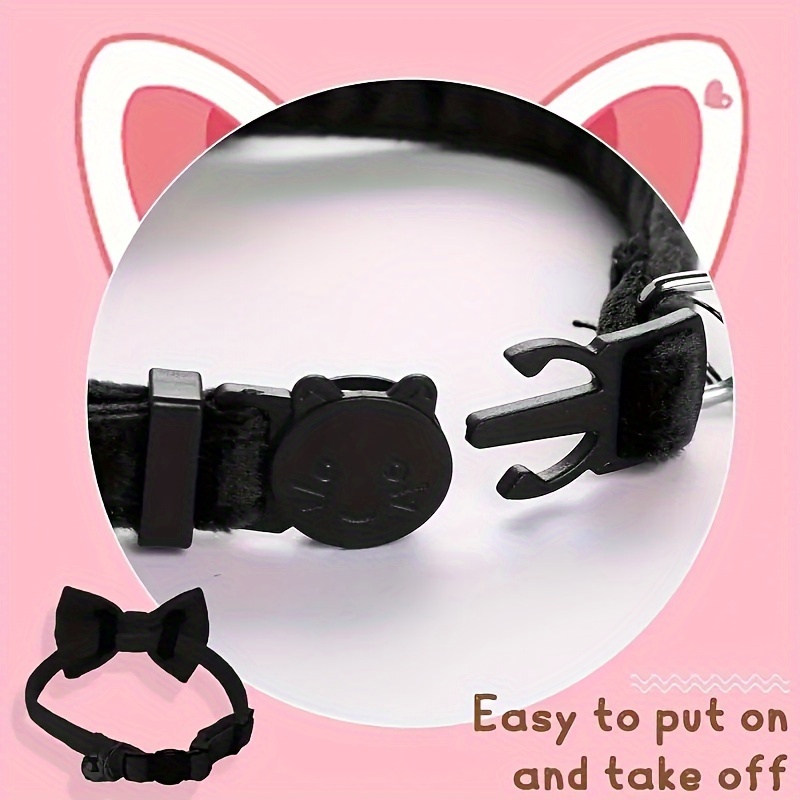adjustable polyester pet collar with detachable bow tie and   plush choke proof safety   suitable for small to medium cats and dogs without battery Product details 3