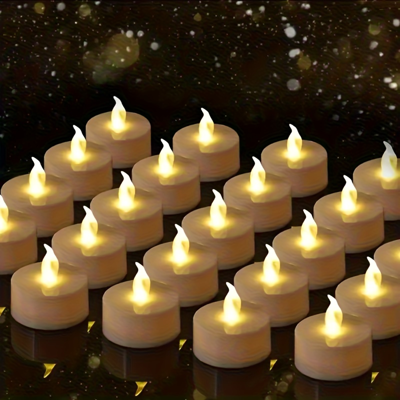 Image of 50pcs Led Tea Lights Candles Flameless Candles Battery Operated Realistic And Bright Flickering Holiday Gift For Seasonal Festival Christmas, Halloween Celebration Table Home Decorations