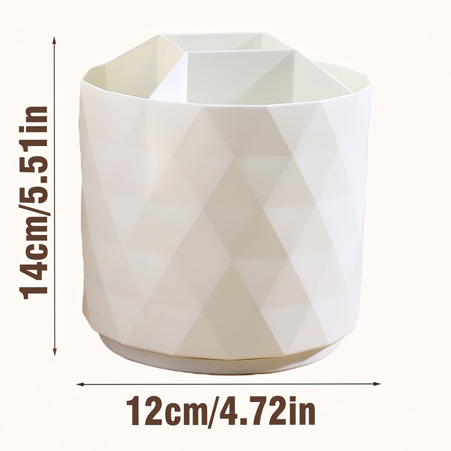 1pc diamond shaped cosmetic display case polished plastic makeup brush storage multi grid desk organizer dust proof   holder with 360 degree rotating feature for dressing table office stationery unscented Product details 3