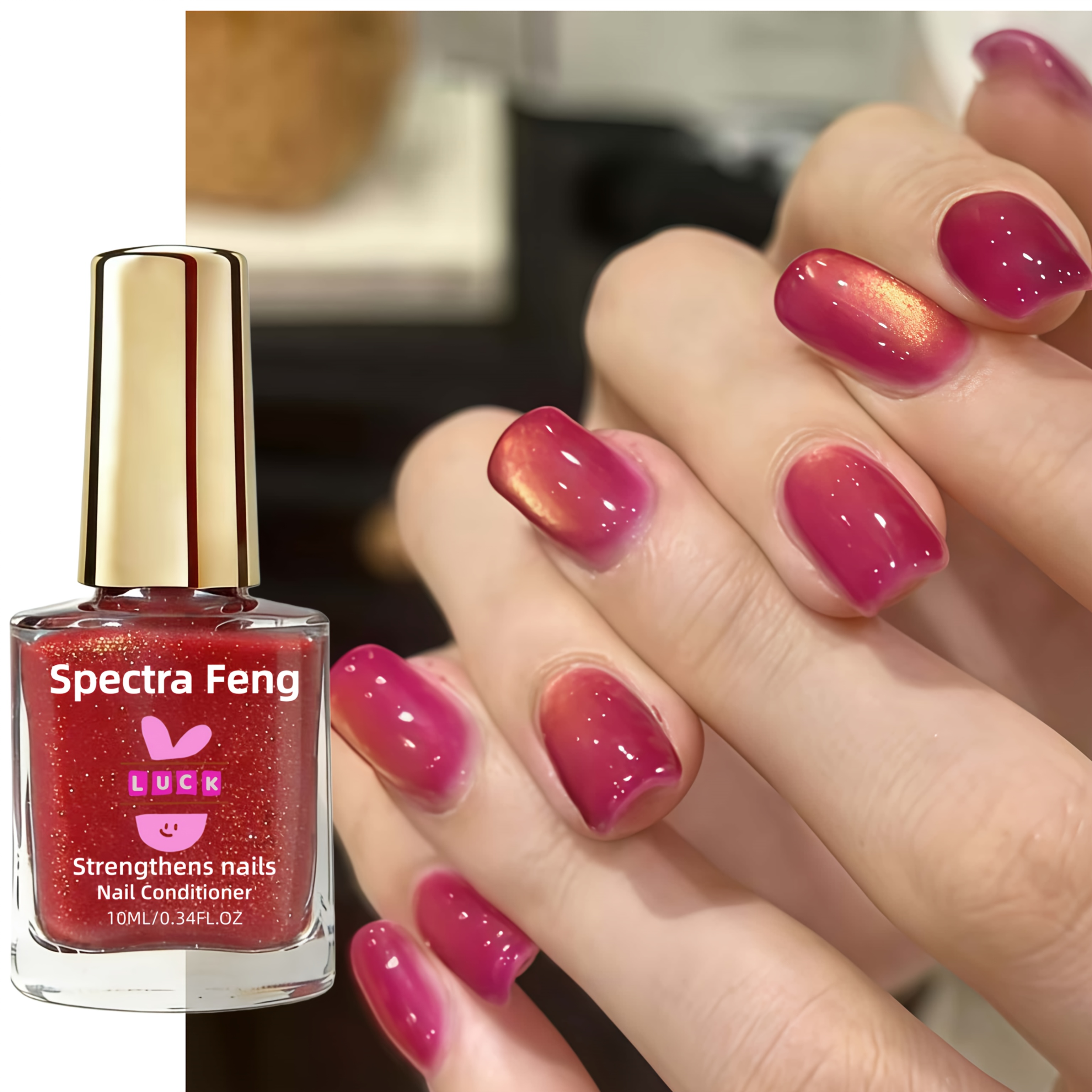 Plum Nail Strengthener, Natural Drying, Long-lasting Shine, Easy To Apply And Remove