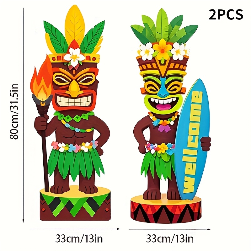 TEMU 2d Flat, 2pcs Vibrant Statue Welcome Flat Sign With Fixed Stake, Durable, Colorful Outdoor Decorations For Summer Parties, Beach Themed Events,