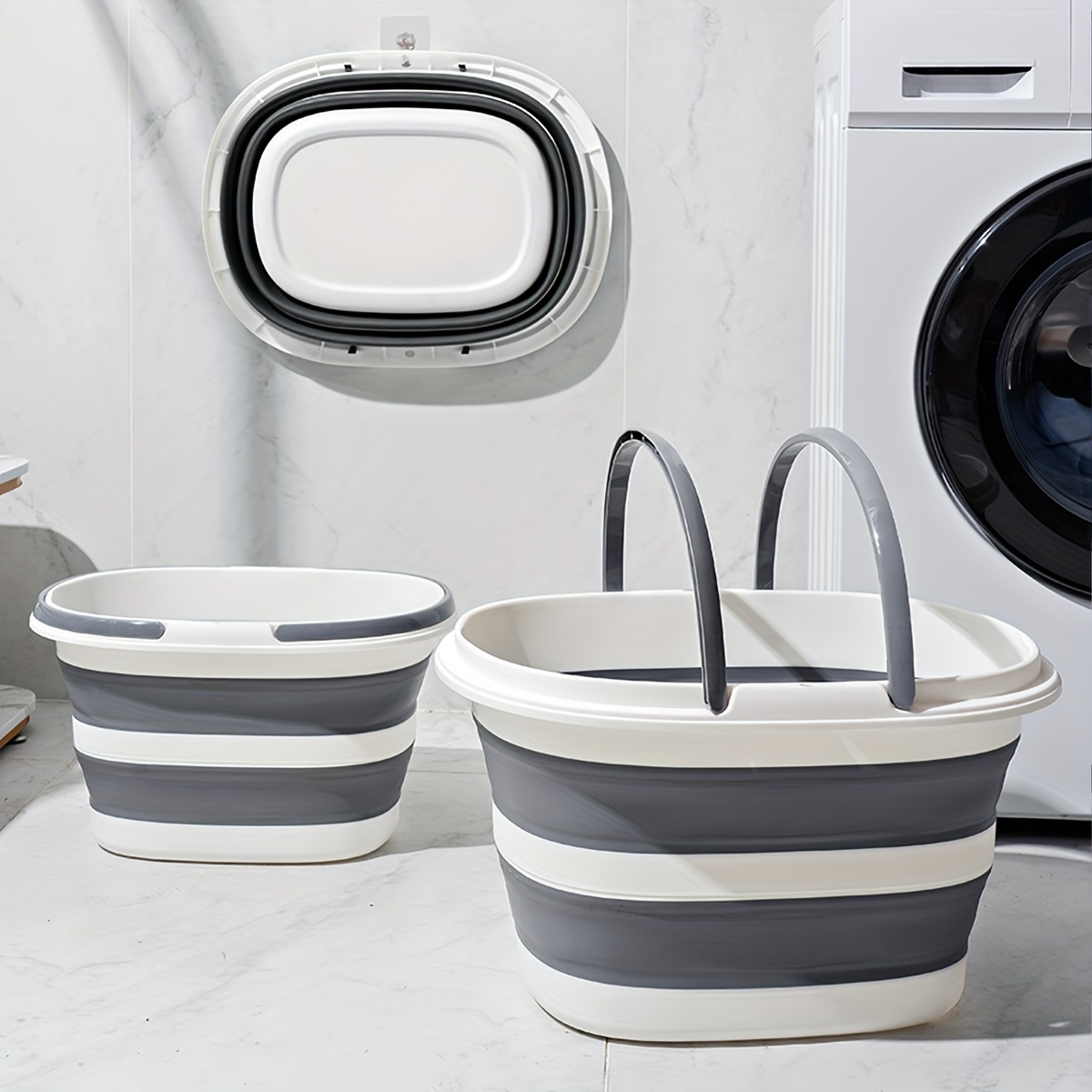 1st stor kapacitet hopfällbar - hållbar, bärbar & sammanfällbar med handtag - idealisk för tvätt, biltvätt, fiske - stilren grå & för hem- & badrumsbruk | 90 Dagars Köparskydd | Temu