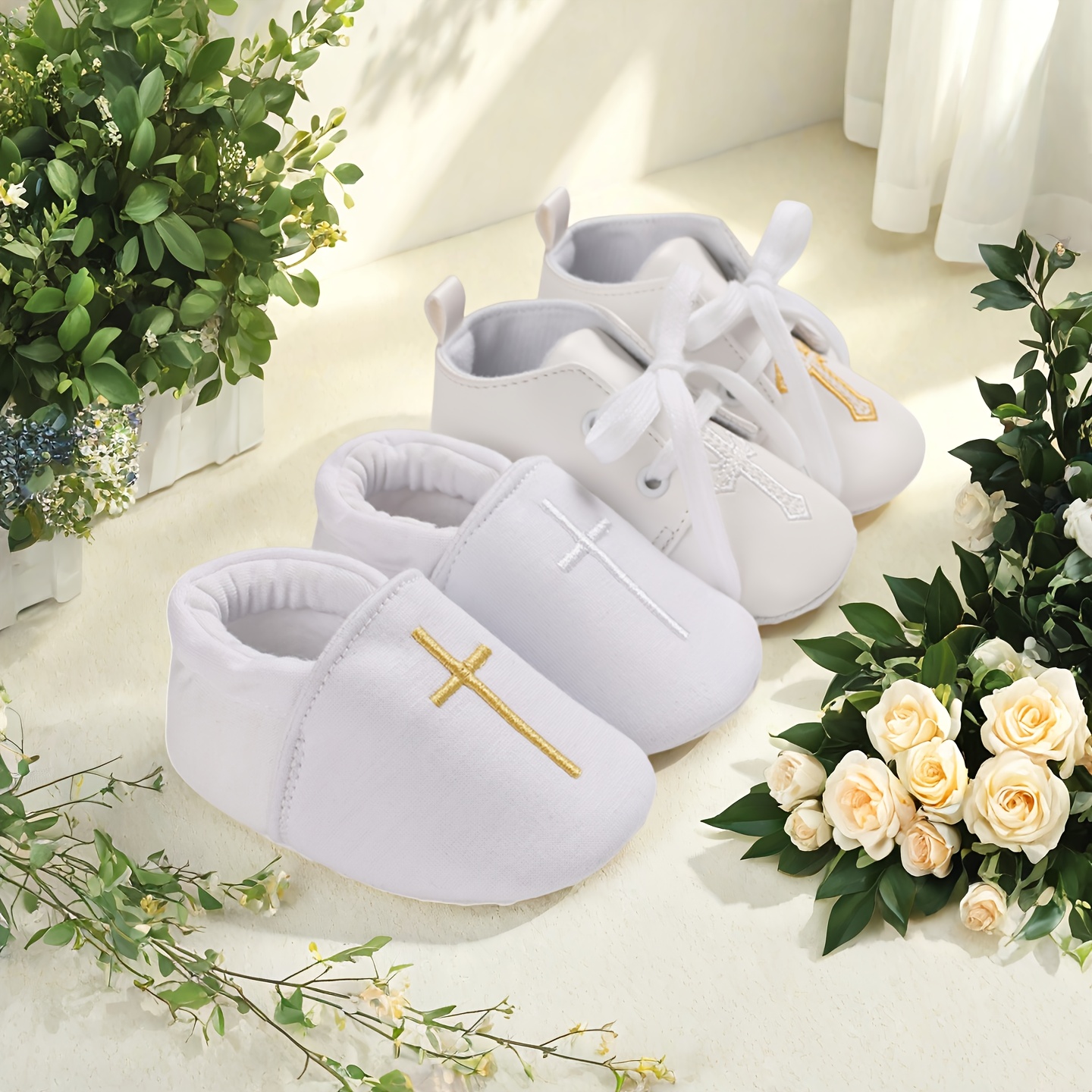 white newborn shoes baby christening soft sole shoes Temu United