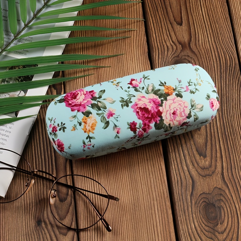 TEMU E88 Floral Vintage Glasses Case, Women's Anti-pressure Optical Fabric Glasses Storage Case