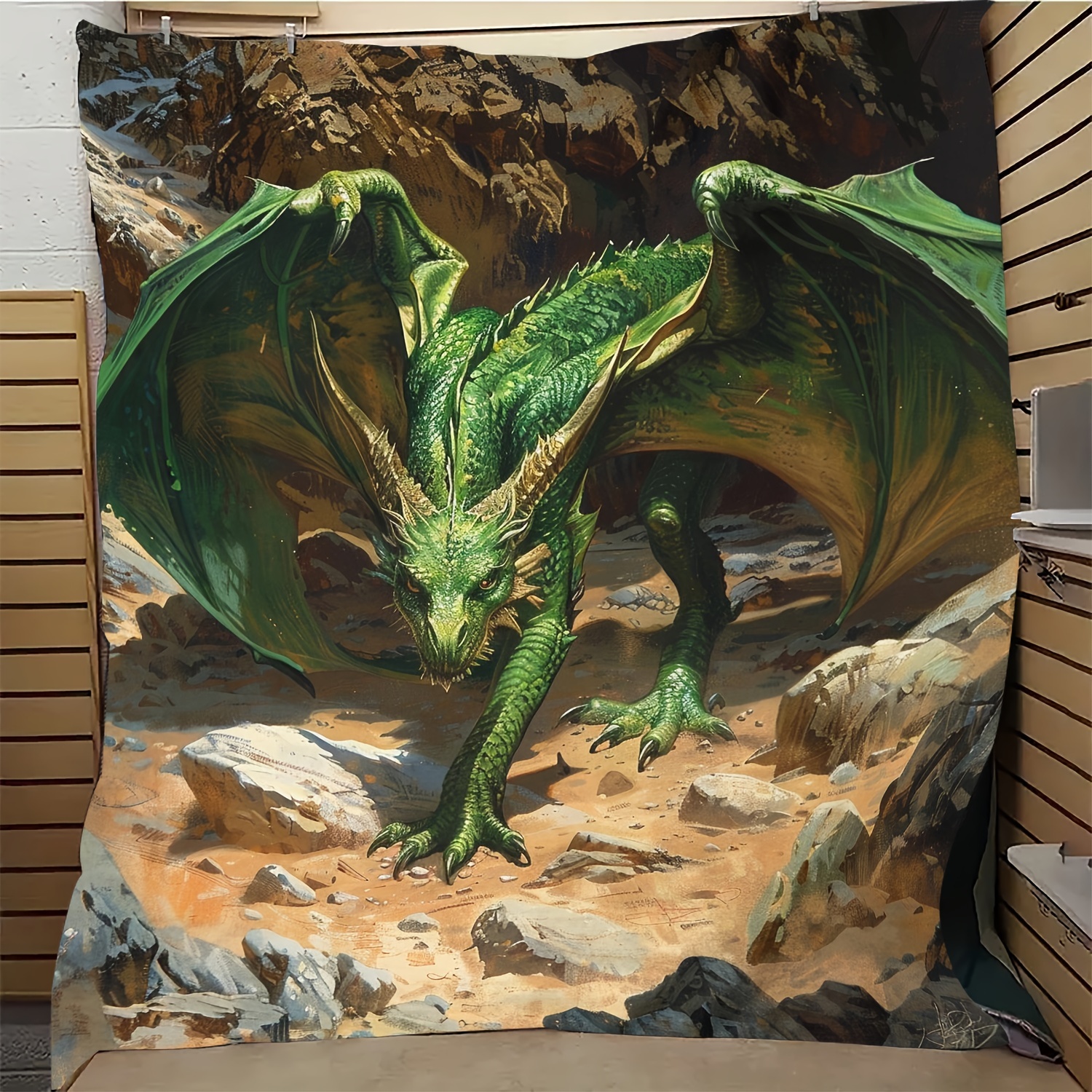 

1pc Gifts Blanket For Son Green Wing Dragon Soft Blanket Flannel Blanket Warm Cozy Throw Blanket, Office Nap Blanket, Sofa Bed Blanket