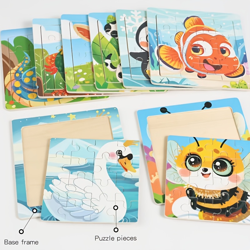 4-Pack Wooden Jigsaw Puzzles Animal Vehicle Theme