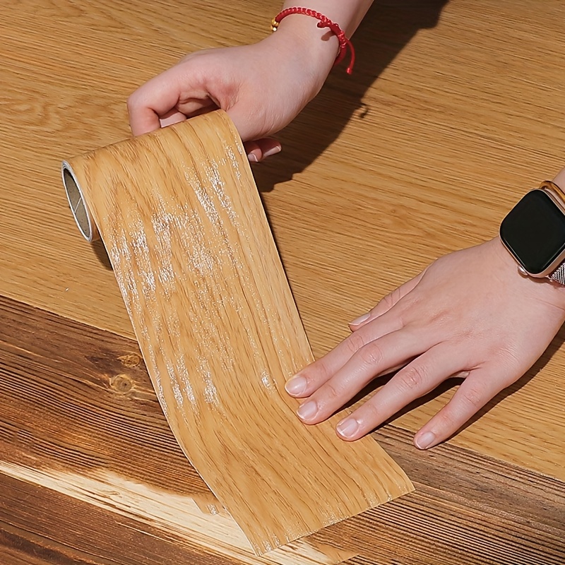 Image of Self-adhesive Wood Grain Floor Repair Stickers - Waterproof Vinyl Decals For Damaged Hardwood, Laminate & Tile Floors - & For Scratches, Holes & Wear - Wood Patterns, Rent & Home Solution