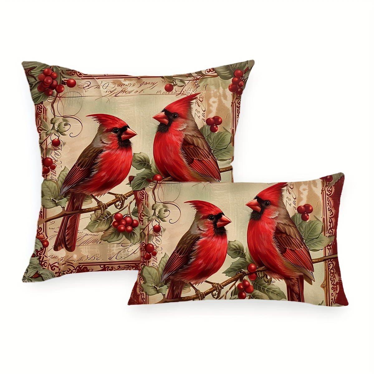 

1pc, Vintage Christmas Throw Pillow Cover, 11.8x19.7in/17.7x17.7in, Handwash Only, Zippered, Polyester, Farmhouse Winter Holiday Decor For Couch Sofa, Living Room, Bedroom, No Insert