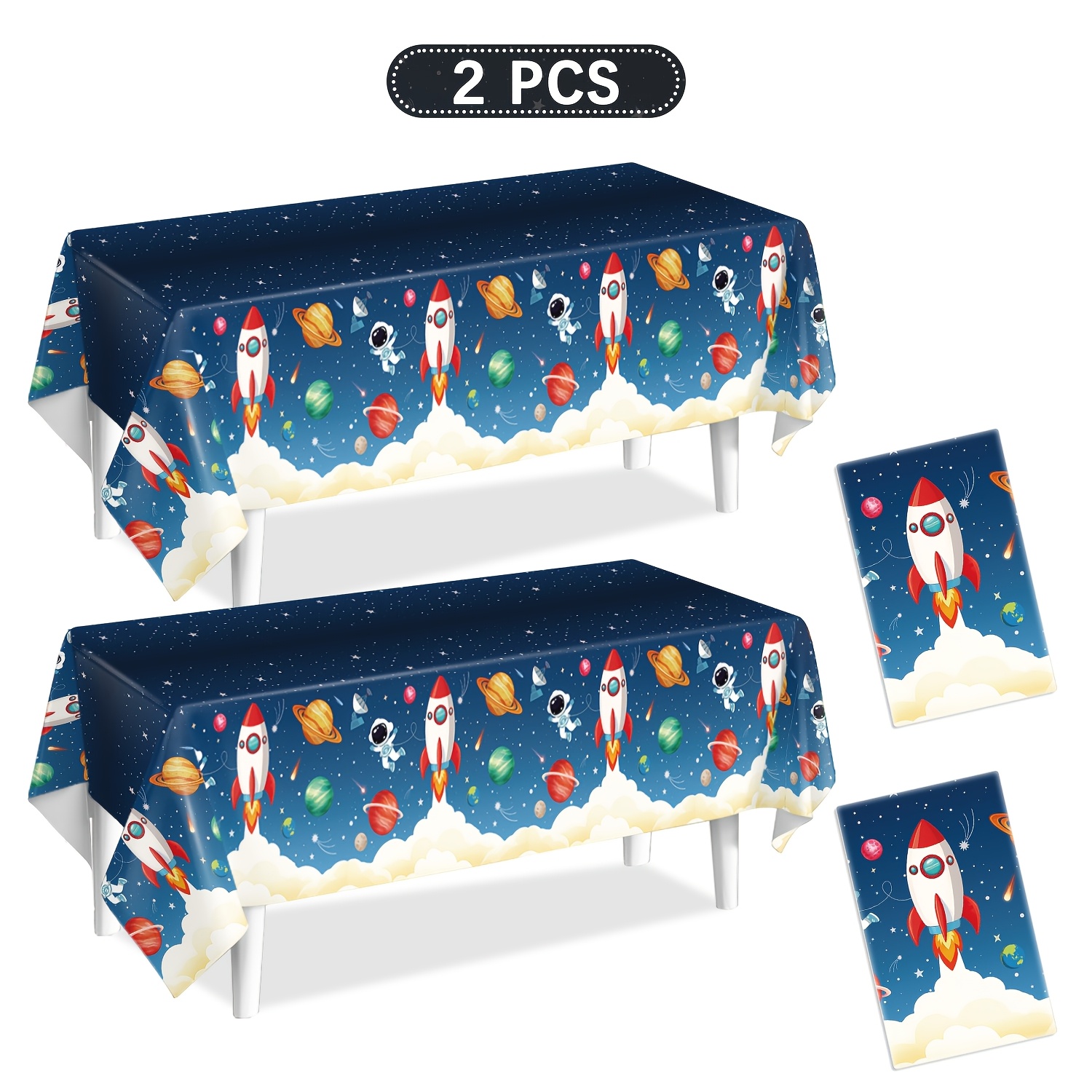 TEMU Birthday Party Decorations, 2pcs Astronaut Themed Party Tablecloths, Space Birthday Party Table Decorations, Blue Baby Shower Table Decorations,