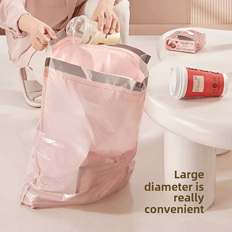 4pcs 8pcs 400pcs 800pcs of extra thick pink drawstring trash bags puncture resistant plastic garbage bags suitable for kitchen bedroom living room bathroom versatile disposable household items a practical and attractive trash bag details 4