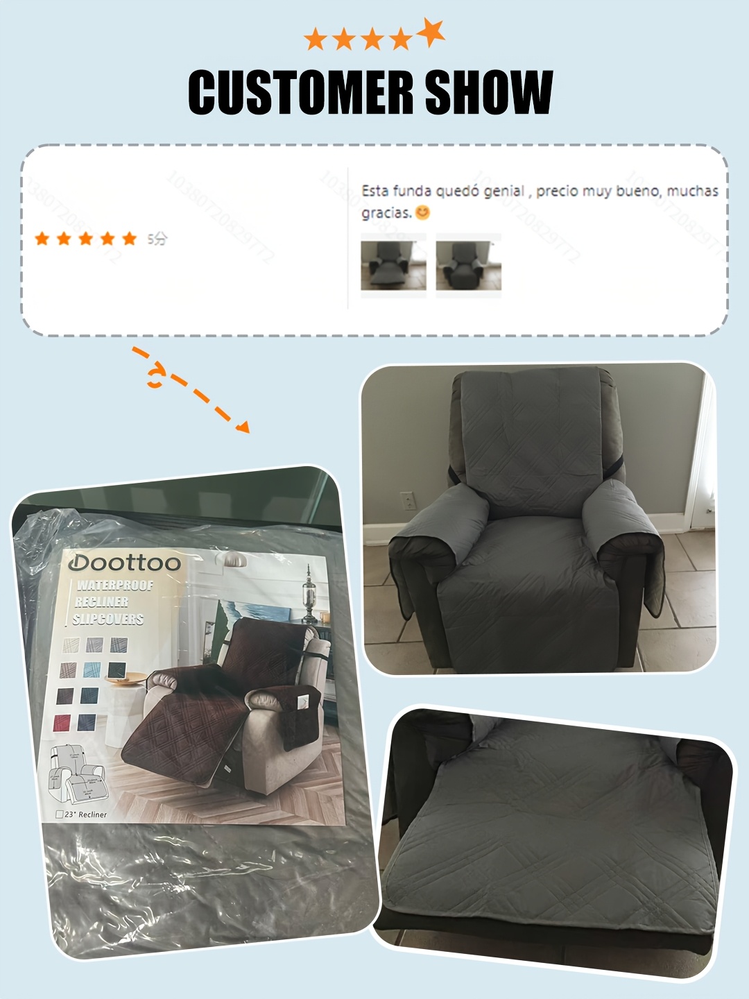 1pc 100 waterproof recliner chair cover non slip recliner covers for recliner chair with scratch resistant sofa slipcover washable furniture protector for living room summer home decor mothers decorations Product details 3